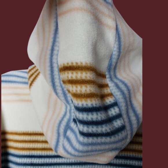 ONeill Women Striped Fleece Hoodie Pullover With Pockets Cream/Blue/brown Xlarge - Picture 5 of 11